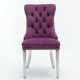 thumbnail image 2 of Modern Solid Wood Dining Chairs With Velvet Upholstery In Purple And Legs, Of 2 Graceful Trim Nailhead, 2 of 6