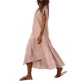 thumbnail image 2 of ZANZEA Robe Longue Femme Col en V Manches Courtes Robe Maxi Décontractée Unie, 2 of 5