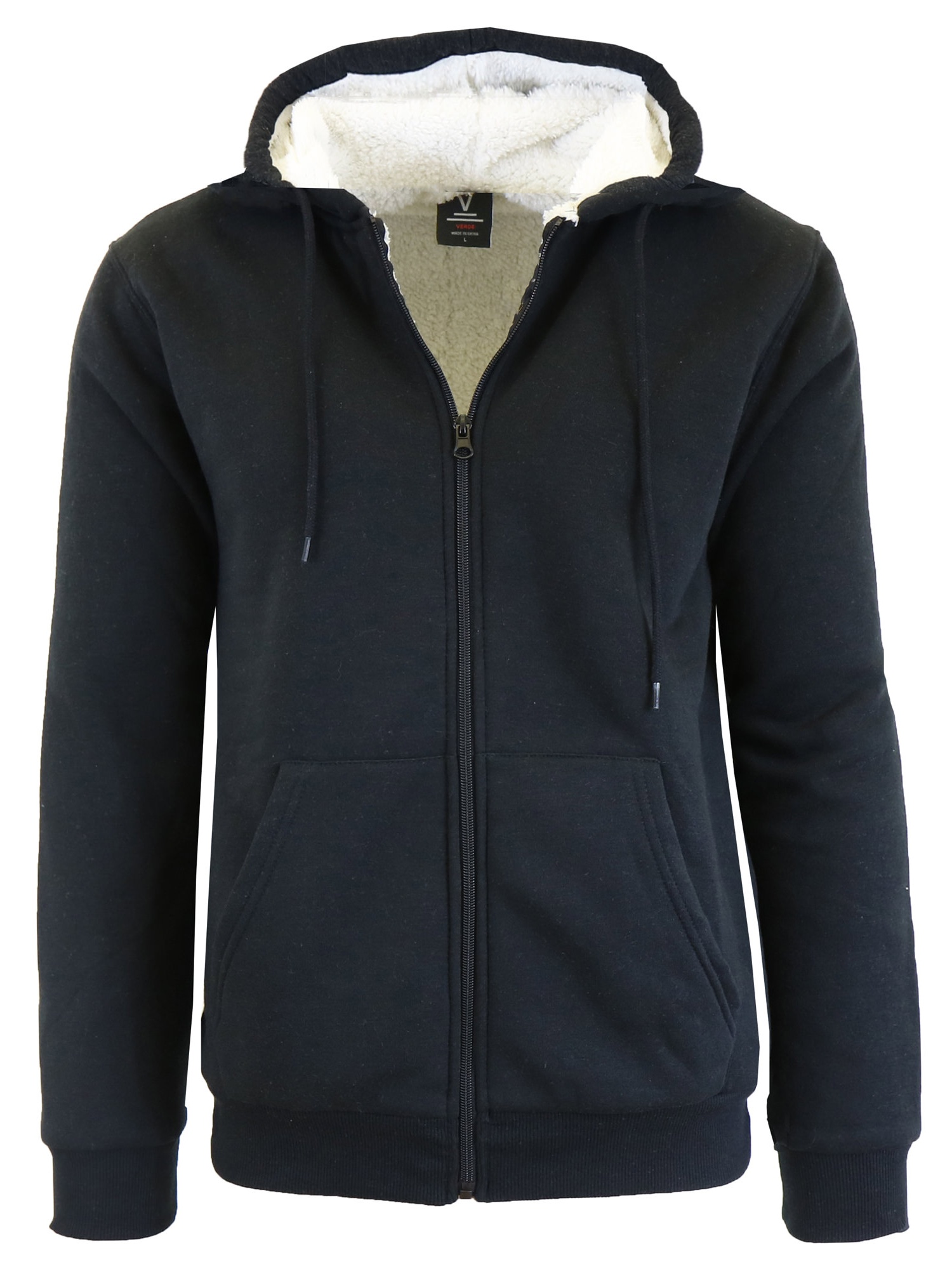 Men s Sherpa Fleece Lined Zip Up Hoodie Walmart
