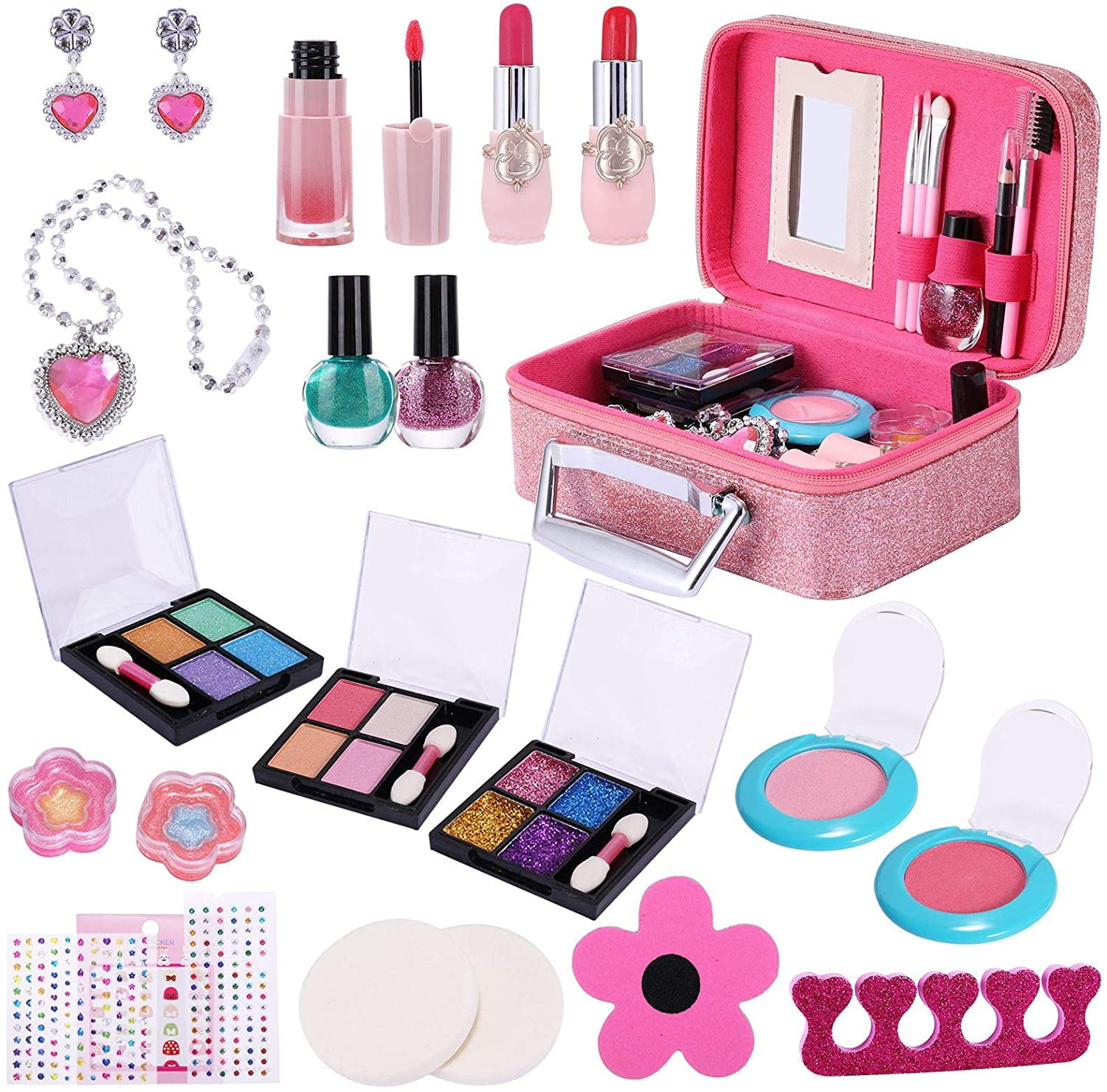 29pcs Buyger 5 in 1 Girls Make Up Set Pretend Play Toys Dressing Table With Hair Dryer in Carry Case
