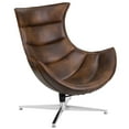 thumbnail image 2 of Merrick Lane Bomber Jacket Faux Leather Contoured Swivel Accent Chair with Crisscross Chrome Base, 2 of 9