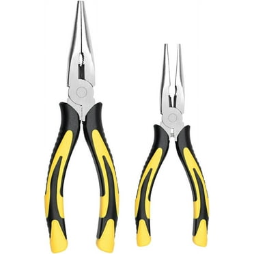 Premium Long Needle Nose Pliers- 8” & 6‘’, Paper Clamp Precision, High Carbon Steel, Soft Grip with Wire Cutter, Long Nose Cutting Pliers for Home, Fishing, Jewelry, Crafts,2pcs