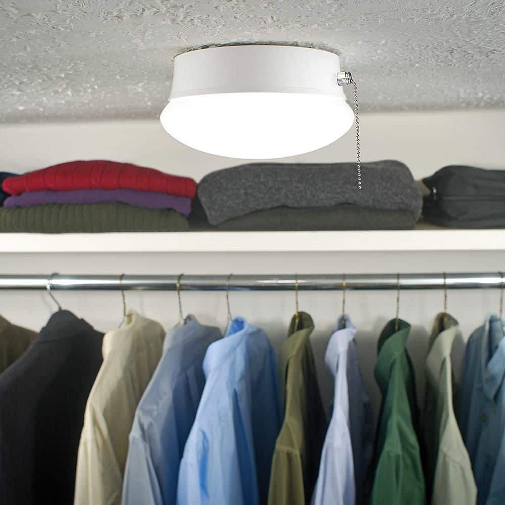 Spin Light 7 in. Closet Light with Pull Chain LED Flush Mount Ceiling Light 830 Lumens 4000K Bright White Basement Light