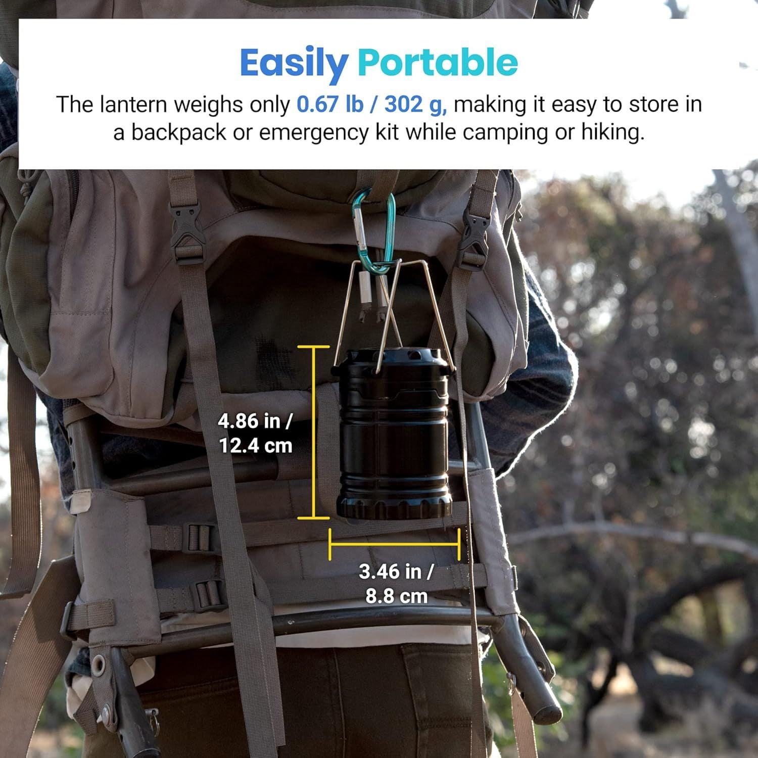 Lantern Camping Essentials Lights, Led Flashlight for Power Outages, Survival Gear and Supplies for Emergency , Battery Operated Lamp, 2 Pack, Black, ‎Water Resistant