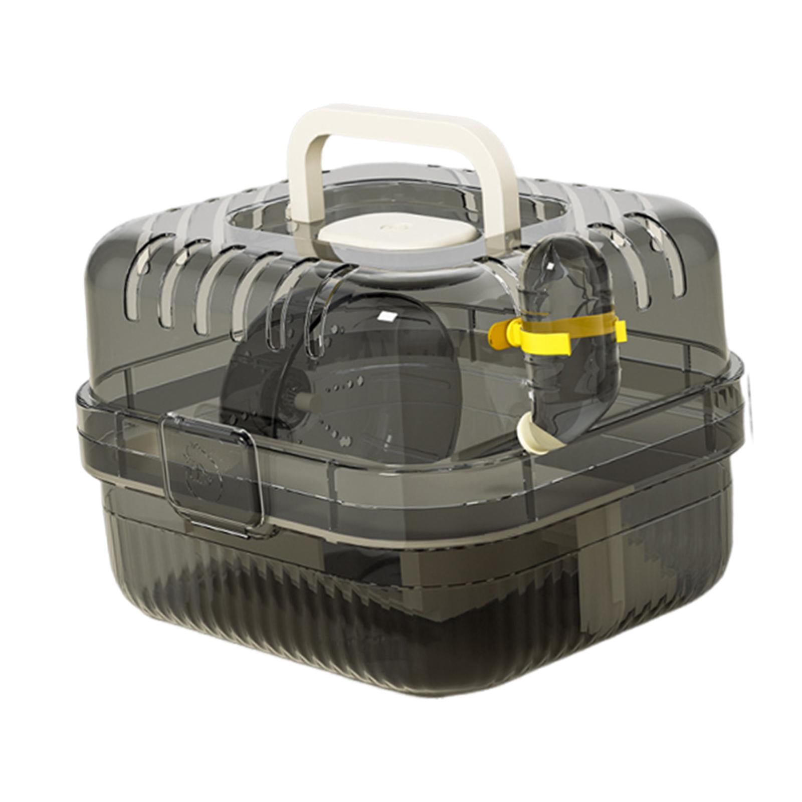 oshhni Hamster Cage with Water Bottle Breathable Carry Case for Rabbits Gerbils Rats white