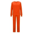 thumbnail image 4 of HAPIMO Women's 2 Piece Outfits Fall Casual Long Sleeve Pullover Tops Wide Leg Pants Sets Sweatshirts Pockets Tracksuits Orange XXL, 4 of 8