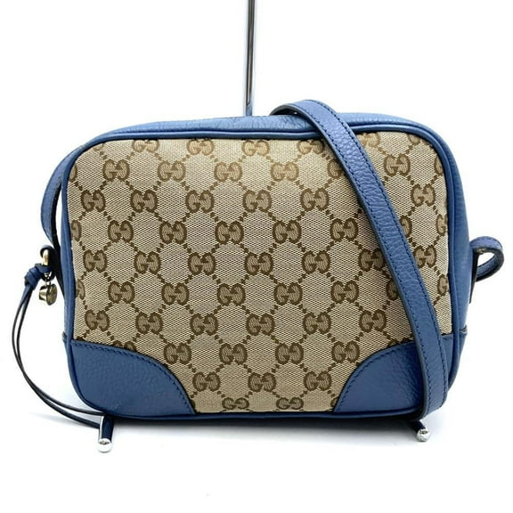 Pre-Owned GUCCI 449413 Shoulder Bag GG Canvas/Leather Blue/Brown Women's (Good)