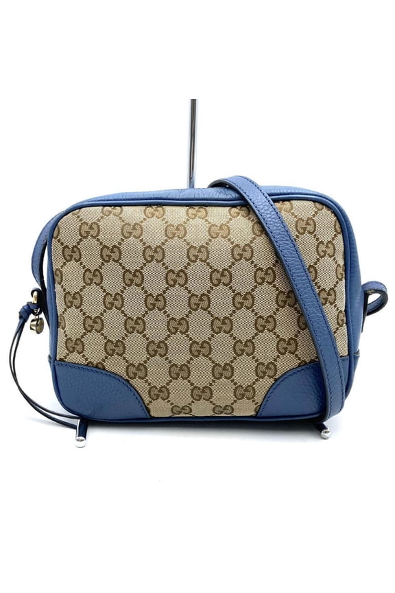 Pre-Owned GUCCI 449413 Shoulder Bag GG Canvas/Leather Blue/Brown Women's (Good)