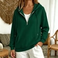 thumbnail image 2 of Quarter Zip Sweatshirt Women Half Zipper Workout Oversized Hoodies with Pocket Casual Long Sleeve Sweatshirt Drawstring Loose Pullover Tops Solid Color Lightweight Y2K 2026 Clothes Blackish Green, 2 of 9