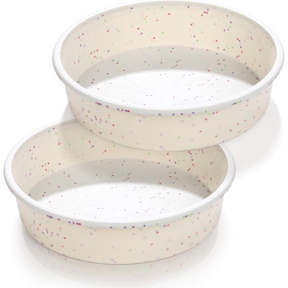 CAKETIME 8 Inch Silicone Round Cake Pan with Metal Reinforced Frame, 2 Pack Nonstick Silicone Springform Pan