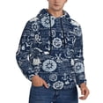 thumbnail image 2 of Kdxio Sailing Cruises Nautical Print Mens Casual Hooded Collar Drawstring Hoodies Pullover Sweatshirts Casual Long Sleeve Shirts-Large, 2 of 7