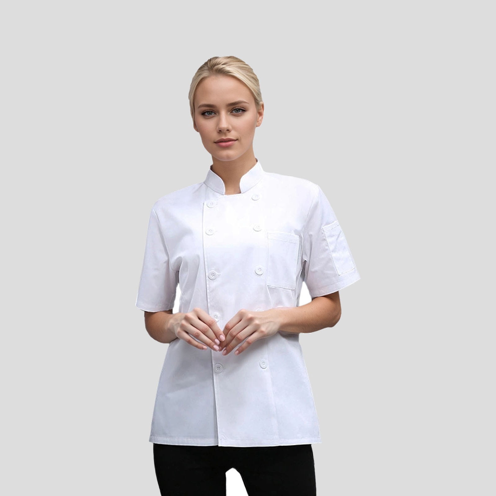 Gyexs Chef Coat Jacket for Women Casual Cover Up Button Down Tops