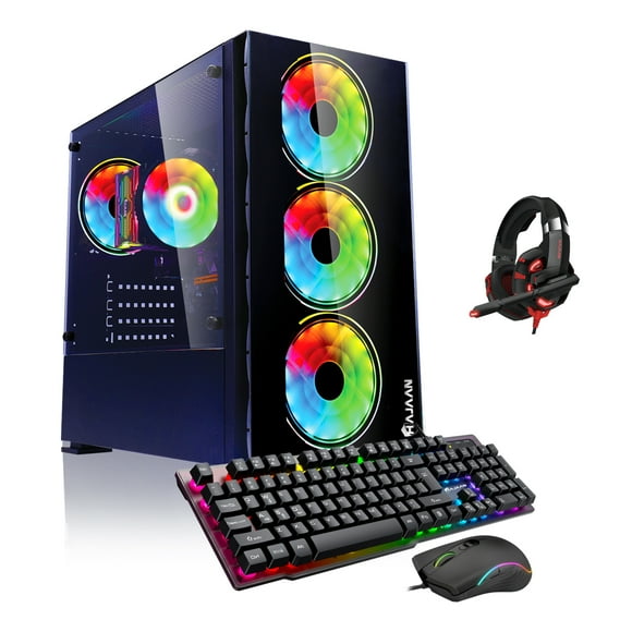 HAJAAN Gaming PC Desktop Tower - Intel i7 Hexa Core Processor upto 4.60GHz - 16GB DDR4 RAM 512GB SSD - GeForce GTX 1650 4GB GDDR5 - RGB Keyboard Mouse - WiFi Ready - Windows 11 Pro