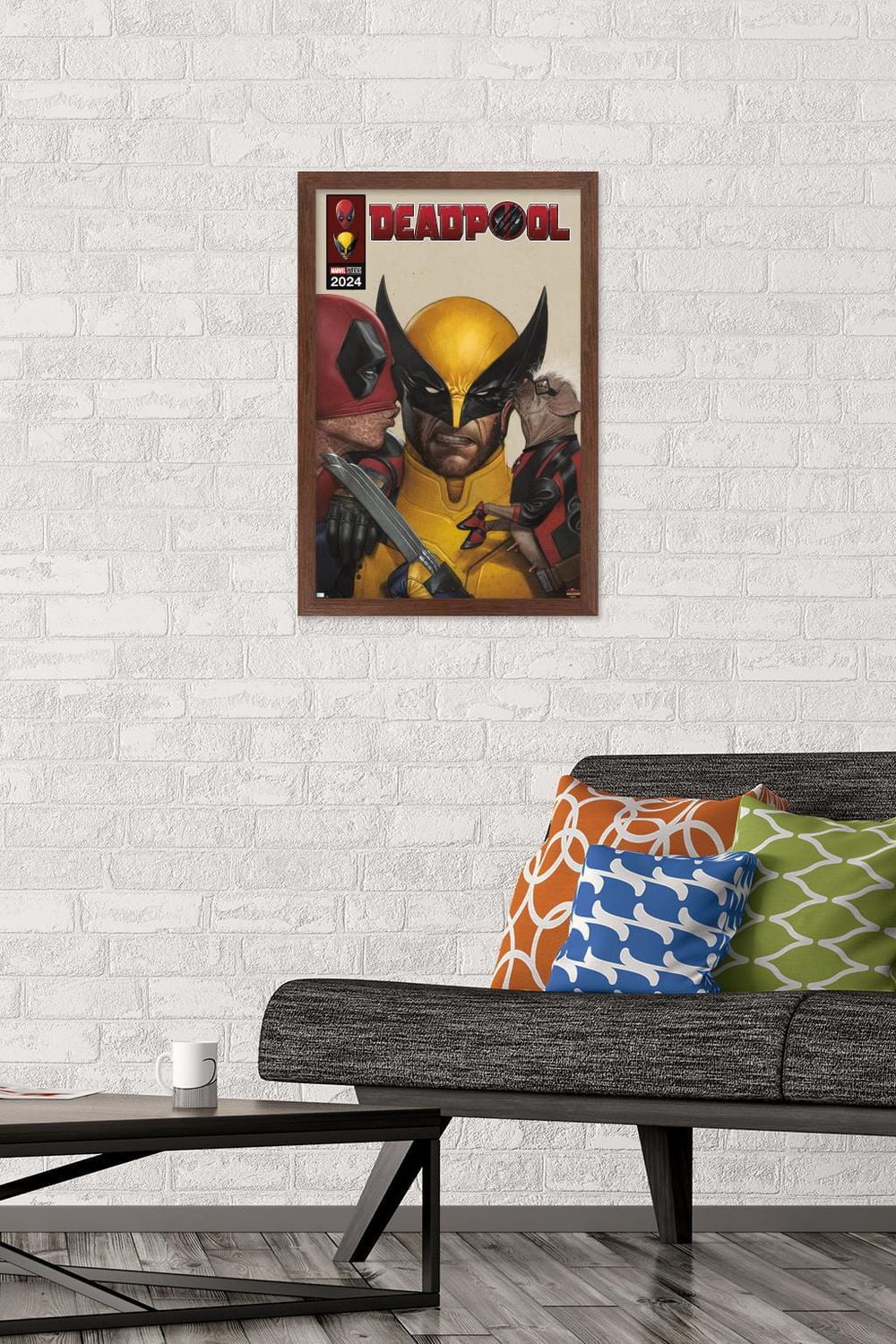 Marvel Deadpool & Wolverine - Homage Cover Wolverine Kisses Wall Poster with Magnetic Frame
