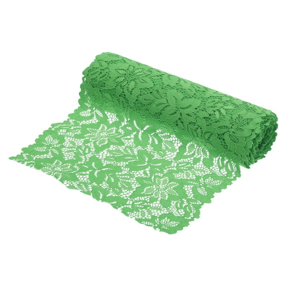 Uxcell 8.5 Inch Wide 5 Yard Lace Ribbon Floral Pattern Dark Green Spandex Lace Trim for Sewing Making, DIY Crafts
