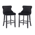 thumbnail image 5 of Tcbosik Upholstered Barstools Set of 2, Velvet Fabric Counter Height Bar Stool with Button Tufted Design, Chrome Nailhead Trim & Wood Legs for Kitchen Island, Dining Room, Black, 5 of 11