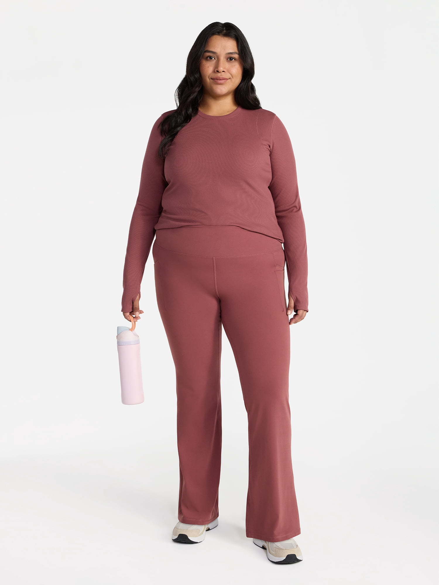 Avia Women's and Women's Plus SoftSculpt Flare Leggings with Pockets, Sizes XS-4X