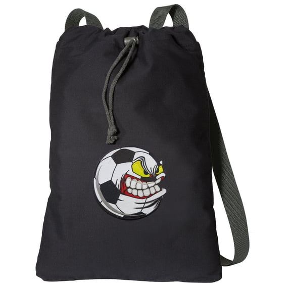 Canvas Soccer Fan Backpack Natural Cotton Soccer Nut Cinch Bag Lined and with Wide Straps