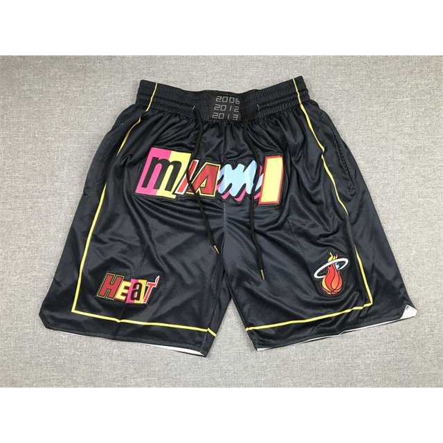 Miami Heat Retro Embroidered Zipper Pocket Shorts Basketball Pants Embroidered Shorts