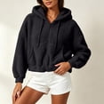 thumbnail image 5 of ZunFeo Womens Sherpa Fleece Jacket - Oversized Cropped Zip-Up Hooded Fuzzy Coat, Black,Size XL, 5 of 7