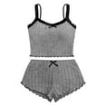 thumbnail image 4 of Bibifish Womens Pajama Sets Valentine'S Day Knit Breathable Sleeveless Strap Sleepwear Sets Cute Bow Design Slim Fit Cami With Shorts 2 Piece Pj Sets, 4 of 4