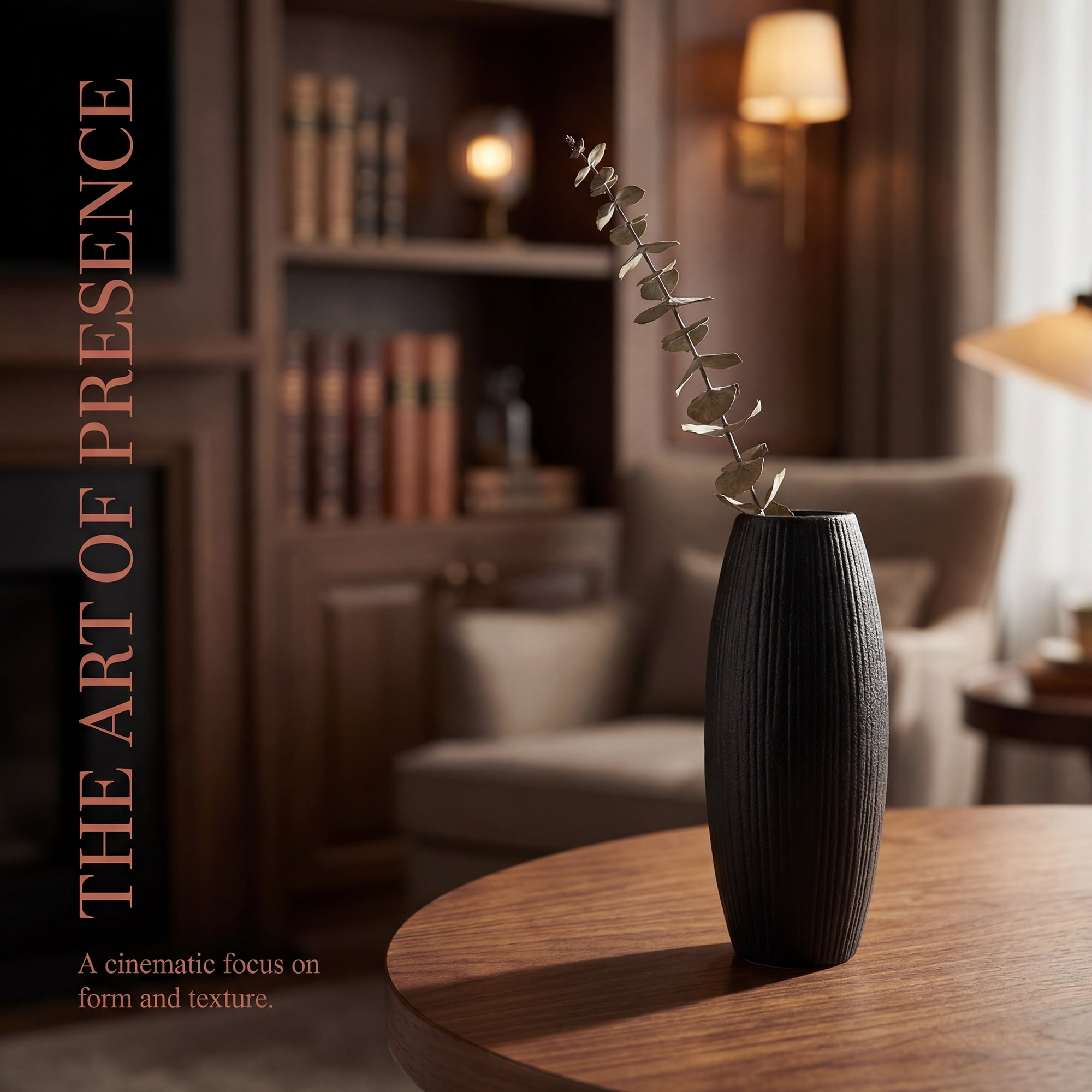 Unique Bargains Modern Decor Tall Ribbed Flower Vase Matte Black 3.0" x 3.0" x 7.1"