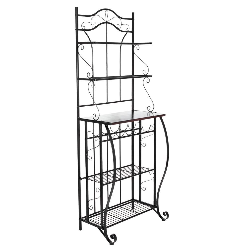 5Tier Kitchen Rack Metal Kitchen Bakers Decoration Storage Shelf Black