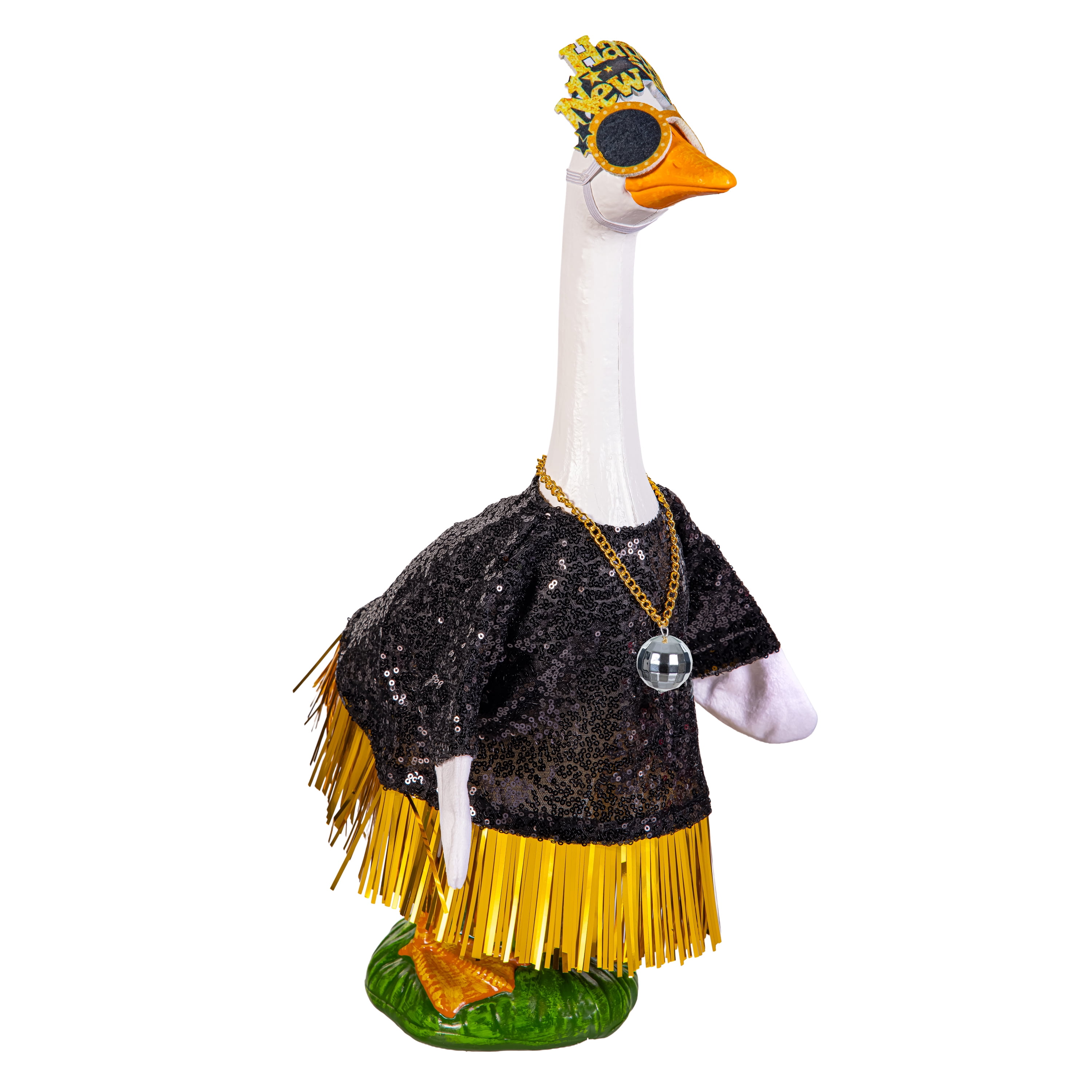 Mainstays Holiday Elf & New Year Porch Goose Outfit, Set of 2, Fits 20" Goose