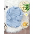 thumbnail image 3 of FEORJGP Toddler Baby Girls Boys Sweater Rompers 1M-18M Infant Long Sleeve Knitted Bodysuits Casual Chunky Cable Knitwear Jumpsuits for Newborn Little Girl Boy Fashion Cozy Basic Solid Cute Clothes, 3 of 7