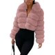 thumbnail image 3 of loveimgs Abrigo de piel sintética mullida para mujer, chaqueta recortada, chaqueta acolchada con cremallera, chaqueta de peluche cálida y difusa para invierno, 3 of 5