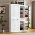 thumbnail image 4 of ChVans 72" Tall Kitchen Pantry with 4 Doors, Storage Cabinet with 1 Large Drawer 6 Hanging Shelves, Freestanding Cupboard for Dining Room Living Room, 4 of 6