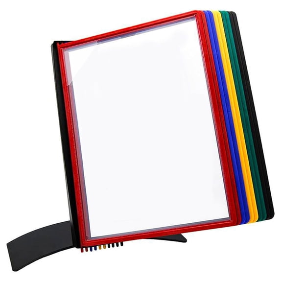 DJOIS by - Desktop Reference & Display System - Durable Metal Base & Polypropylene - Letter-Size - 10 Double-Sided Pockets - 20 Sheet Capacity - Easy-Load- Made in Denmark - Assorted