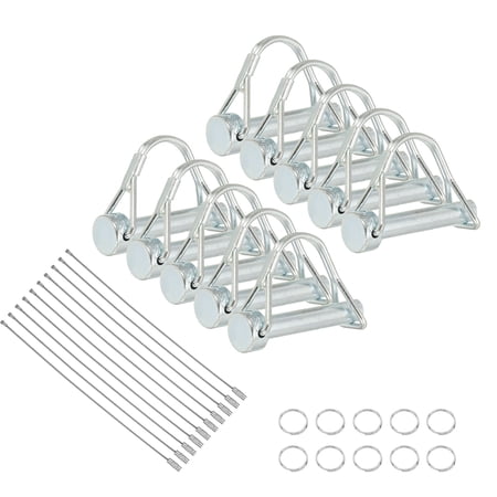 10Pcs Trailer Coupler Pin 5/16 x 2-1/16 Trailer Hitch Locking Pin with Steel Quick Release Ring Wire Shaft Locking Accessories for Farm Trailers Wagons Towing