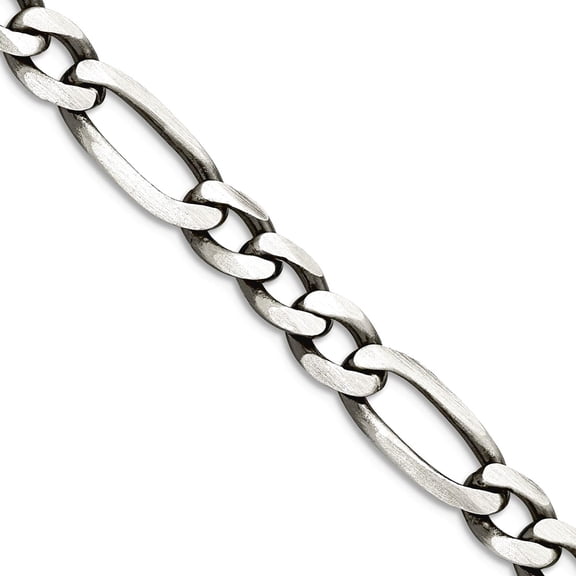 925 Sterling Silver Oxidized 6.5mm Figaro Chain Necklace 20 Inch Chain Necklace for Women and Men