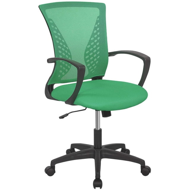 BestOffice Ergonomic Mesh Office Chair – Adjustable Mid-Back, Lumbar Support, Armrests, and Swivel Rolling Wheels for Home or Computer Use, Green