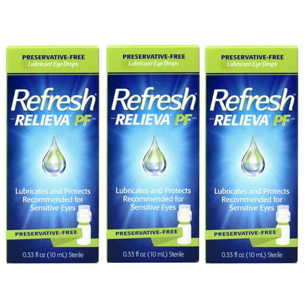 Refresh RELIEVA Preservative-Free Lubricant Eye Drops for Sensitive Eyes, 0.33 FL OZ (10 ml) - 3 Pack