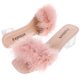thumbnail image 1 of par de pantuflas de lana transpirables de verano para mujer, sandalias de tacón bajo con punta abierta y tacón grueso para el hogar (rosa, talla 38 7 EE UU; 45 Reino Unido; 38 UE; 9432 pulgadas), 1 of 7