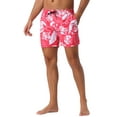 thumbnail image 4 of INSPIRE CHIC Men's Summer Hawaiian Pattern Drawstring Elastic Waist Mesh Lining Board Shorts 34 Red, 4 of 5