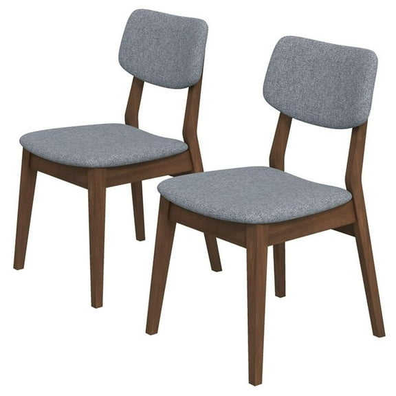 Abreville Mid-Century Modern Gray Fabric Upholstered Dining Chair (Pair)