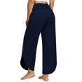 thumbnail image 4 of Women Mid Waist Wide Leg Pants Casual Cropped Trousers Lounge Yoga Pants for Leisure Holiday, 4 of 6