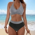 thumbnail image 4 of Traje de baño de 2 piezas para mujer, trajes de baño para mujer, trajes de baño para mujer, conjunto de baño de 2 piezas con estampado tropical hawaiano, sujetador tipo camisola y volantes, ropa de pl, 4 of 9