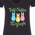 thumbnail image 4 of Inktastic Funny Easter Just Chillin' with My Peeps Women's V-Neck T-Shirt, 4 of 5