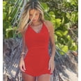thumbnail image 1 of VISgogo Vestido halter para mujer, color sólido, transparente, sin mangas, sin espalda, mini vestido a juego VISgogo  moda, 1 of 2