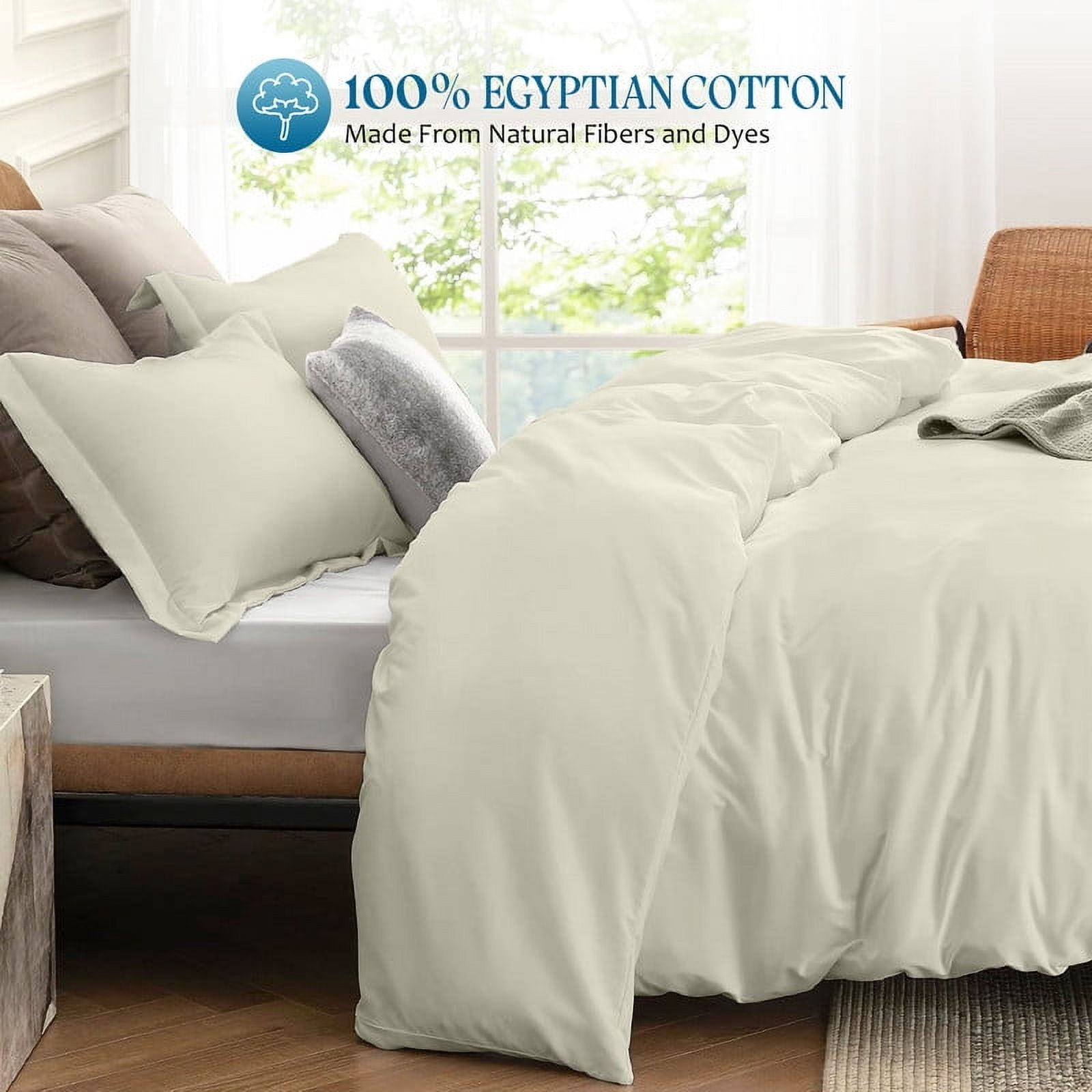 1100 TC 100% Egyptian Cotton Duvet Cover Zipper Closur Ultra Soft Durable and Fade Resistant Color Beige Solid size Twin/Twin Xl