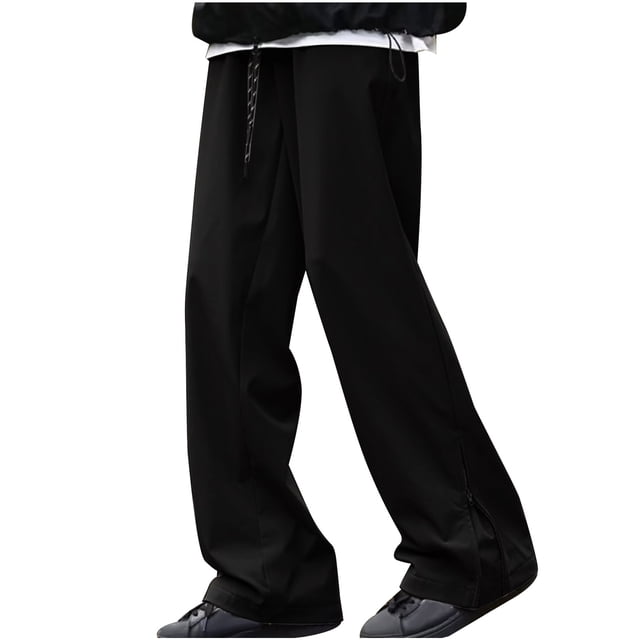 Diufon Hiking Pants for Men Drawstring Waist Soft Lightweight Sweatpants Side Split Jogger Pants with Pockets
