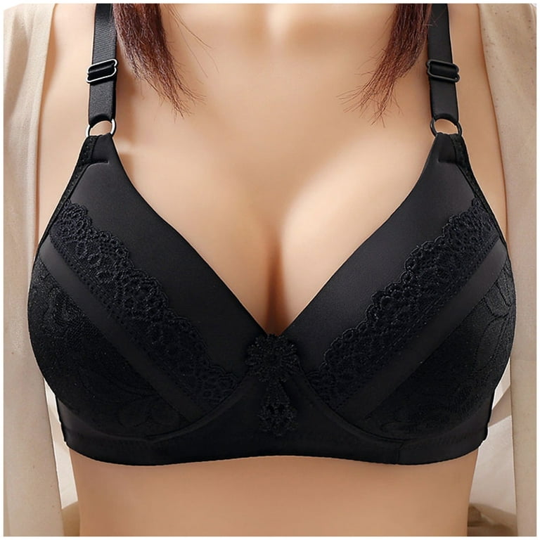 Lopecy-Sta Woman Sexy Ladies Bra without Steel Rings Medium Cup Large Size  Breathable Gathered Underwear Daily Bra without Steel Ring Sales Clearance  Bras for Women Push Up Bras for Women Black 