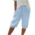thumbnail image 2 of YFNNUP Capris for Women Elastic Waist Lounge Capri Pants Lightweight Workout Trouser Summer Casual Beach Vacation Pant Blue XL, 2 of 9
