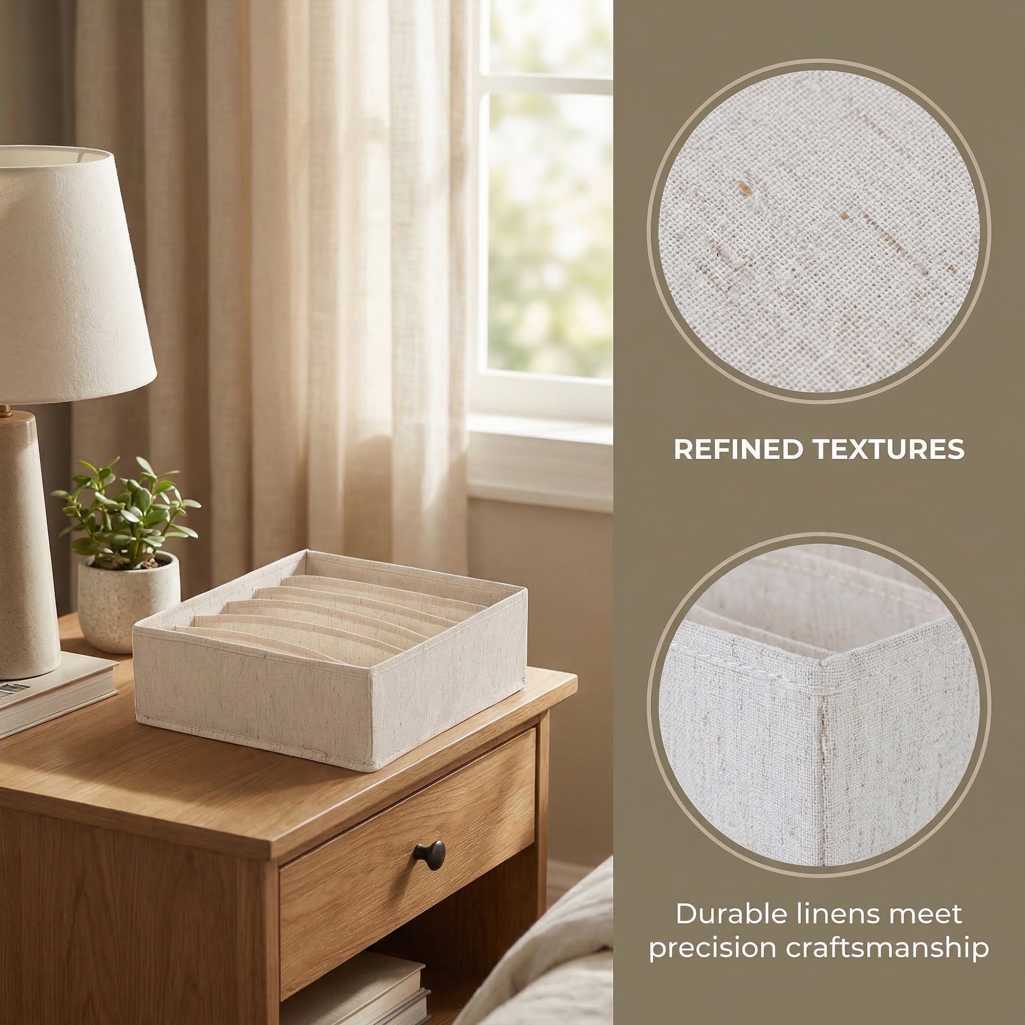 Unique Bargains 3Pcs Cube Fabric Collapsible Storage Baskets Beige 13.2*12*4.3in