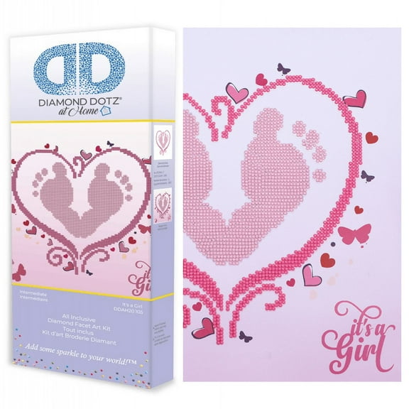 Diamond Dotz at Home It's a Girl Diamond Painting Kits for Adults - Diamond Art Kits a Relaxing Creative Craft Kit with Dotz Gems 12"x12"