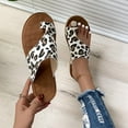 thumbnail image 6 of HAOTAGS Women's Summer Dressy Flat Sandals Leopard Print Toe Ring Open Toe Slip On Shoes White Size 9, 6 of 7